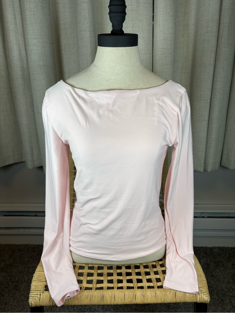 Sincerly Jules Light Pink Long Sleeve Boatneck Top